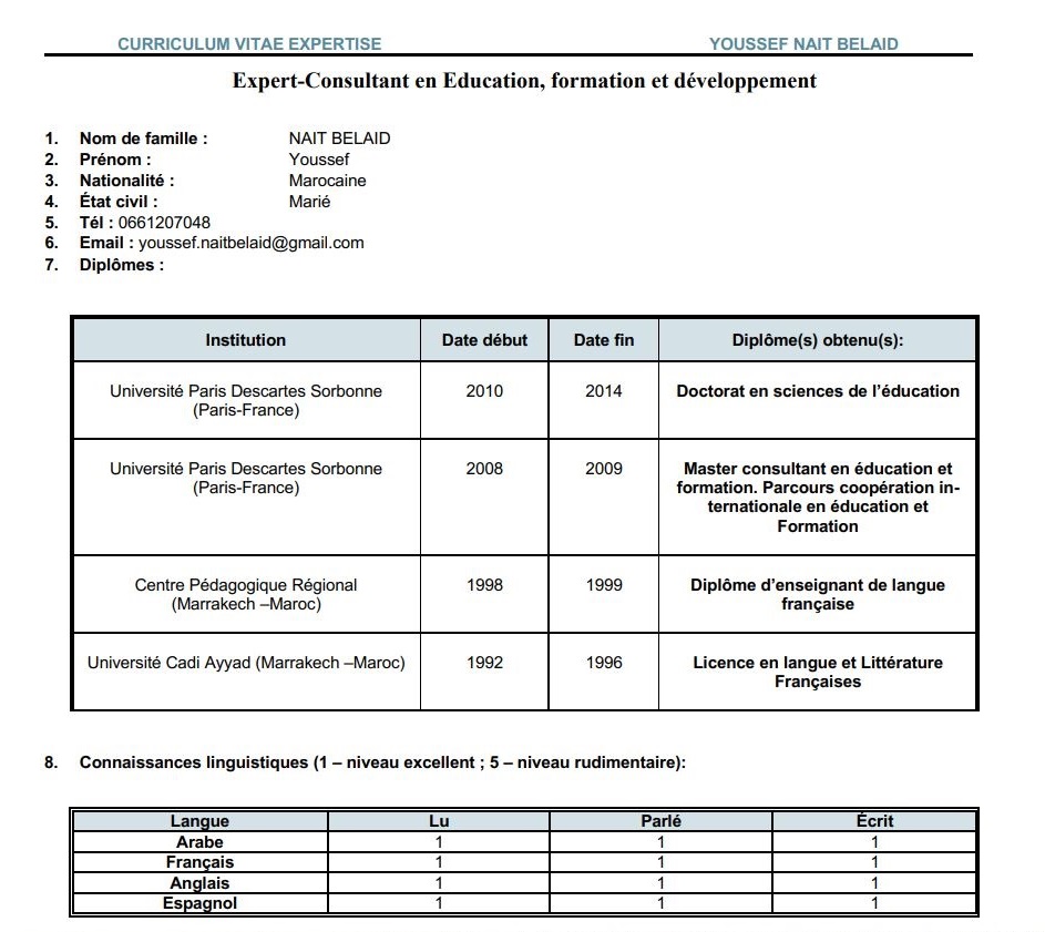 Cv d'Expertise